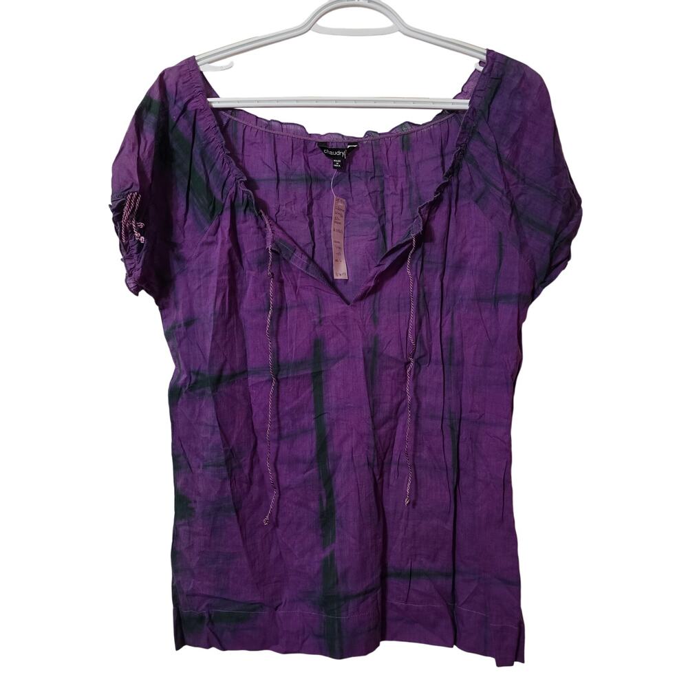 Chaudry KC‎ Purple Tie Dye Cap Sleeve Blouse Size Small